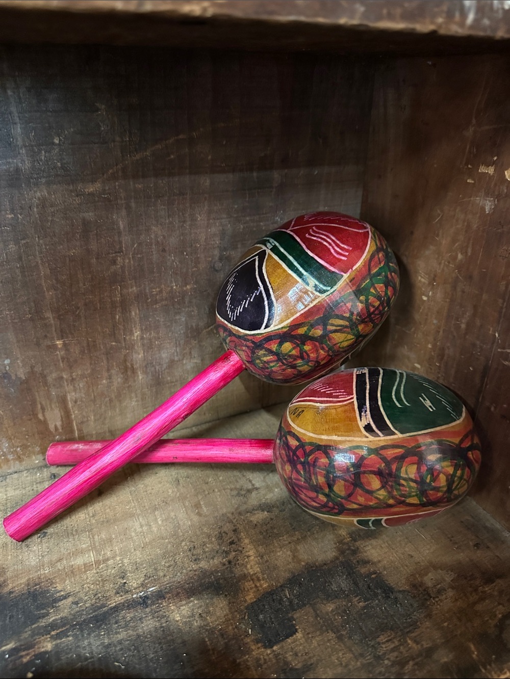 Hand-Painted Pink Handle Decorative Maracas - Home Accents